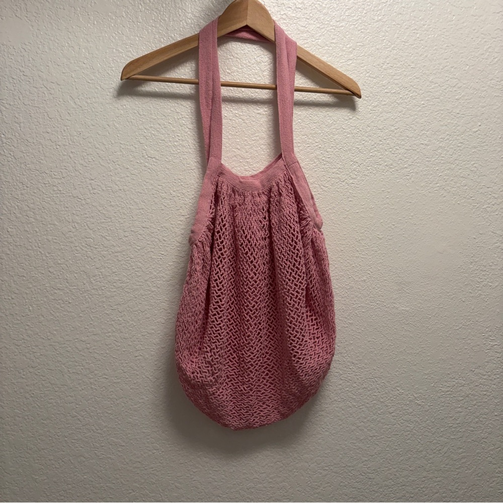 Mabelle woven pink cotton tote bag